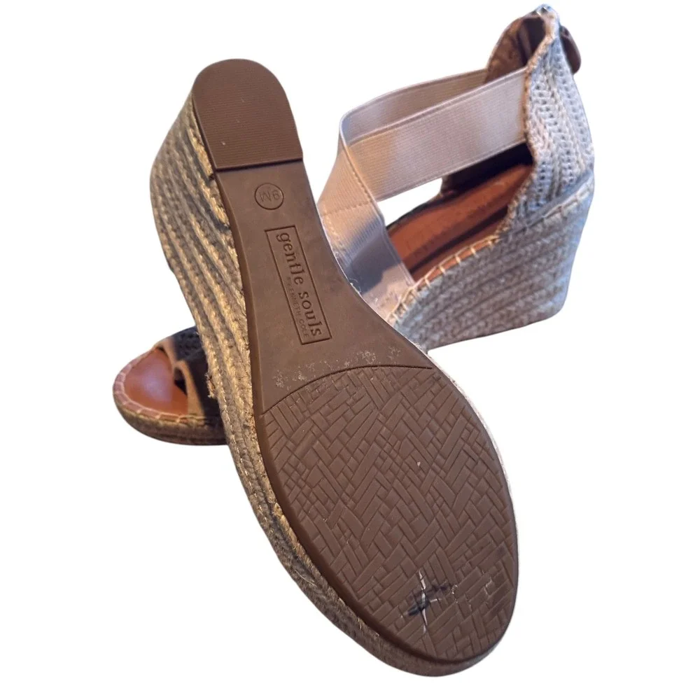 Gentle Souls by Kenneth Cole Women's peep toe Woven Espadrille Wedge Sandals  9M